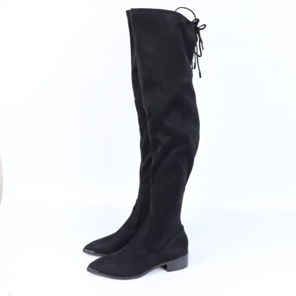 Marc Fisher Yuna Faux Suede Over the Knee Pointed Toe Boots Size 7 Black - Picture 4 of 9